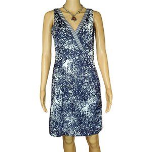 Blue Sage Floral Navy and White Sleeveless Lined Dress Size 4